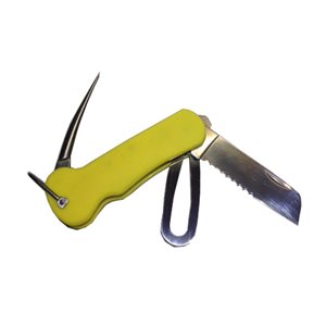 Stainless Steel Rigging Knife with Plastic Grip. Yellow.