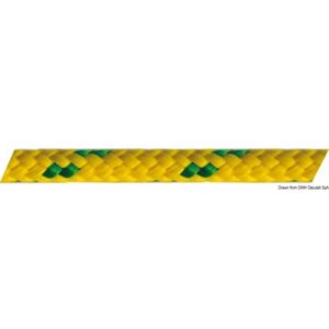 Osculati Polyester 8mm double braided rope yellow with green tracer