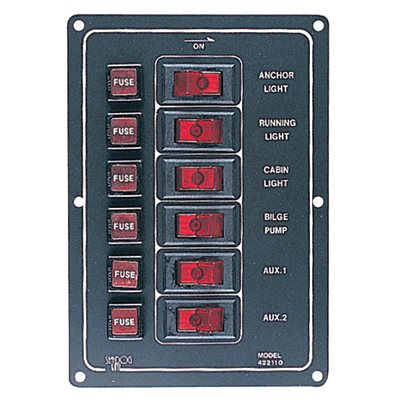 Sea-Dog Economical 12V DC fuse panel 6 circuits