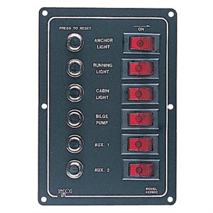 Sea-Dog Economical 12V DC breaker panel 6 circuits