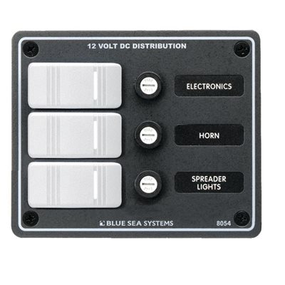 Blue sea DC Waterproof Panel with 3 breakers