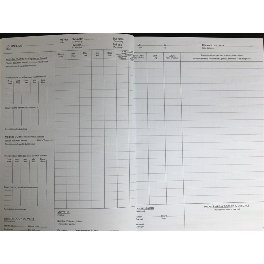 Plastimo English-French log book