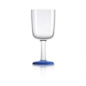 Verre à vin en polycarbonate incassable avec base bleue